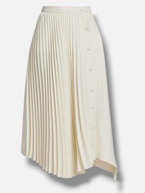 Adam Lippes Women's Ivory Asymmetric Pleated MIDI-Skirt Size 4